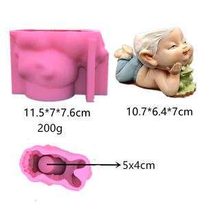 Facile à utiliser 3D main délicate sur la tête garçon couché et grenouille moule en béton et résine en silicone - Product Image 2