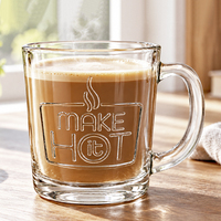 Tasses à café en verre épais transparent avec poignée, base lourde, résistantes à la chaleur, pour hôtels et restaurants, vente en gros, OEM