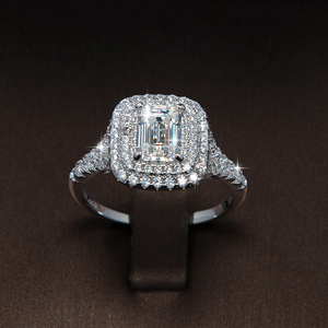 Ready to Ship S925 Sterling <strong>Silver</strong> 5*7mm 1ct <strong>Emerald</strong> Cut Moissanite <strong>Ring</strong> for Women Engagement Wedding Band - Product Image 5
