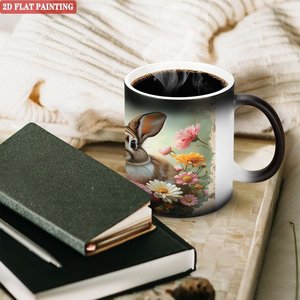 Mug à sublimation à changement de couleur rapide, 11 oz, en céramique noire givrée, tasse thermosensible - Product Image 3