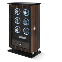 Remote kontrol layar sentuh Lcd otomatis, jam tangan otomatis Gyro 6 Slot kayu mewah 6 Led dengan sertifikat SABER
