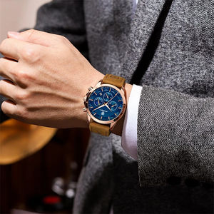 POEDAGAR <span class=keywords><strong>Montre</strong></span> à quartz pour <span class=keywords><strong>homme</strong></span> <span class=keywords><strong>Montre</strong></span> sport de luxe étanche Chronographe lumineuse Date pour <span class=keywords><strong>homme</strong></span> <span class=keywords><strong>Montre</strong></span>-<span class=keywords><strong>bracelet</strong></span> d'affaires en <span class=keywords><strong>cuir</strong></span> Montres pour <span class=keywords><strong>homme</strong></span> Horloge - Product Image 2