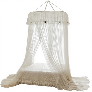 Zanzariera in poliestere di lusso leggero, stile francese, ispirata alle principesse, con baldacchino pieghevole a soffitto, design a <span class=keywords><strong>rete</strong></span> densa - Product Image 1