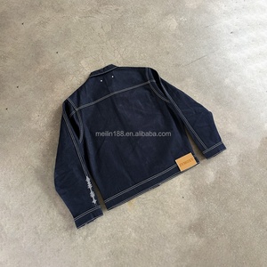 Custom Service Casual Fit Wear 100% Cotton <b>Blank</b> Jeans Denim Jackets for Men High Quality Heavy <b>Weight</b> <b>Blank</b> Design Denim Jacket - Product Image 2