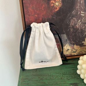 High Quality Durable White Cotton Gift <b>Drawstring</b> <b>Pouch</b> Bag Customized Printed Logo Dust <b>Pouch</b> - Product Image 1