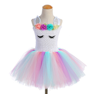 Fashion Design children's Unicorn Princess Dress Girls Performance Dress gonna a rete fatta a mano - Product Image 6