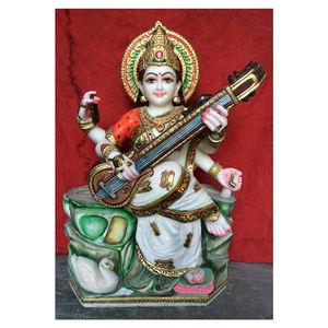 Saraswati Idol en marbre coloré, livraison gratuite - Product Image 1