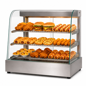 Vitrina Eléctrica para Calentar Alimentos, de Acero Inoxidable, con Vidrio Curvo, para Panadería y Tienda de Aperitivos - Product Image 1