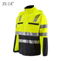 Veste d'hiver Softshell de sécurité pour homme ZUJA, haute visibilité, jaune fluorescent et noir, imperméable, avec bande réfléchissante