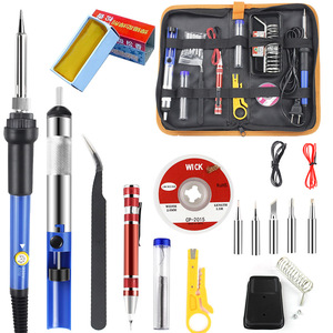 Kit de fer à souder à température réglable 60W, outil de réparation électronique à chaleur constante avec embouts et accessoires - Product Image 1