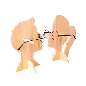 Joyería de madera estante de exhibición de gafas de sol gafas está humanos modelo de cabeza en forma de gafas de sol de Rack titular