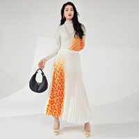 Ensemble plissé oriental pour femme, 20 ans d'expérience usine, OEM/ODM, comprenant une blouse à découpe et une jupe longue, coupe ajustée, tenue sociale élégante