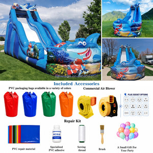 Toboggan aquatique gonflable double piste 3D Requin <span class=keywords><strong>du</strong></span> <span class=keywords><strong>monde</strong></span> sous-marin avec piscine à jets <span class=keywords><strong>d</strong></span>'eau, en PVC robuste de qualité commerciale - Product Image 2