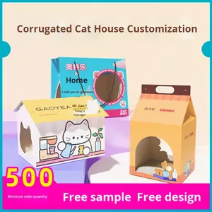 Wear-resistant Breathable Sustainable Foldable <strong>Cat</strong> Nest Corrugated Paper Box Four Seasons Universal Indoor Pet <strong>Cage</strong> 50 lb - Product Image 5