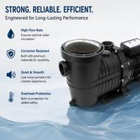 Pompa Kolam Renang 0.75HP dengan Timer, Pompa Sirkulasi Kolam Bawah Tanah Hemat Energi, Pompa Filtrasi Air yang Tenang & Tahan Lama