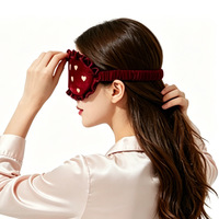 Masque pour les yeux en dentelle velours rouge bordeaux - Conception confortable pour l'ombrage, idéal pour le bureau/la pause déjeuner, style épuré, personnalisation du logo