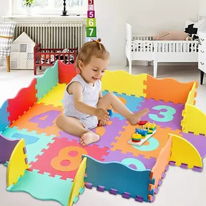 Numbers 1-9 Pattern Matte Interlocking Floor Tiles Baby Foam Play Mat Puzzle Playmat Crawling Mat mit Fence Playpen