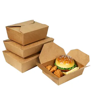 친환경 식품 도매 일회용 크래프트 종이 감자 튀김 포장 프라이드 치킨 종이 상자