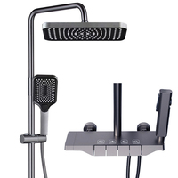 Système de douche mural carré moderne pour salle de bain, kit de mitigeur de pluie extérieur gris anthracite, ensembles de douche pour baignoire piano