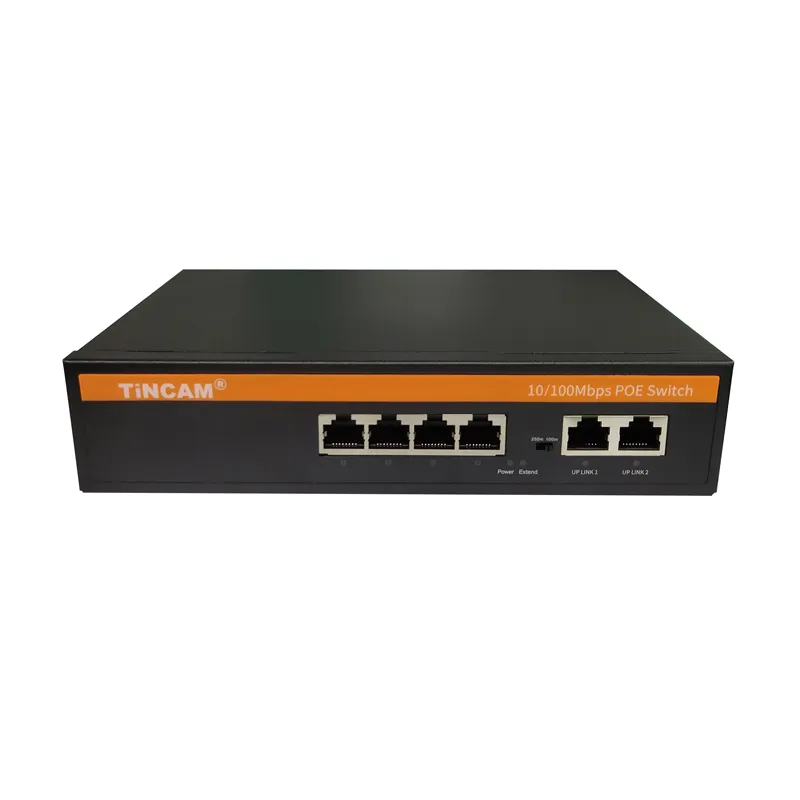 TiNCAM ODM/OEM 250m Distance 4 Port PoE Switch CCTV Unmanaged/Managed Network Ethernet PoE Switch 48V for Tplink IP Camera