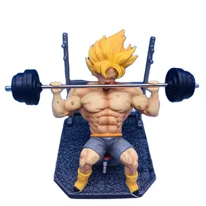 High Quality PVC Anime Figures Super Saiyan Trunks Model Cartoon Toy Style Fitness Muscle Lifting Barbell Inspired Japanese
