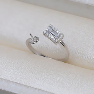 Wenchi S925 Plata Cuadrada Molino de Viento Pendientes Colgantes Anillo de Cabeza Set 8-9 Perlas Semiterminadas Fornituras de Joyería Soporte para Accesorios - Product Image 3