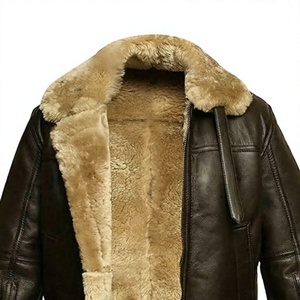 Chaqueta de Aviador para Hombre, de Cuero Genuino, con Forro de Cuero, Resistente al Viento, Estilo Motero, Cierre de Cremallera, Logotipo Frontal - Product Image 6