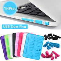 Lot de 16 bouchons anti-poussière en silicone pour ordinateur portable, protection USB Type-C, interface HDTV RJ45, étanche