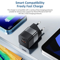 Chargeur mural USB-A Type-C PD 20W QC3.0 PPS, charge rapide, câble rétractable 5V/2.4A, ignifuge, pliable, certifié CE, pour appareil photo, jeu