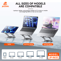 Support de refroidissement pour tablette et ordinateur portable en alliage d'aluminium JEQANG JP-H632 avec rotation à 360°, compatibilité tablette, design réglable