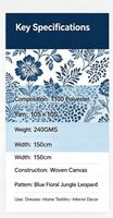 Tissu en toile tissée 100 % polyester 10S*10S 240 GSM, largeur personnalisée, imprimé Toile de Jouy vintage français, très lourd