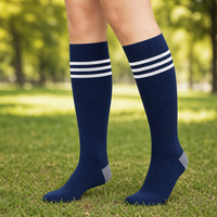 Chaussettes de compression montantes pour femmes grandes tailles, personnalisées, 15-20 mmHg, à compression graduée, pour mollets larges, côtelées, longues, pour soins, OEM, vente en gros