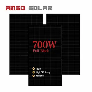 新技术700w 800w 1000w太阳能电池板全黑太阳能电池板，保修30年
