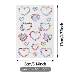 Adesivo Diamante per Viso 5D, Strass Colorati, Tatuaggio Temporaneo a Forma di Cuore, Adesivi per Occhi, Festival, Unghie, Corpo, Trucco, Gioielli Fai-da-Te - Product Image 6