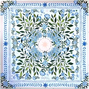 G Independence Day Patriotic Mahjong <b>Tablecloth</b>, Blue White Delft Style <b>Square</b> Mahjong Game Mat with US Flag Pattern - Product Image 6