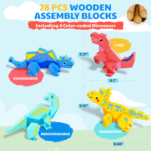 Joycat <strong>Wooden</strong> Children's Early Education Three-dimensional Animal Puzzle Baby Boys and Girls Puzzle Dinosaur Building <strong>Block</strong> Toys - Product Image 4