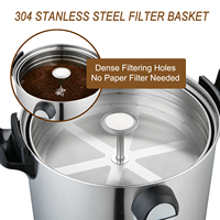 Appareils populaires grande cafetière en poudre de brassage Machine à chaudière à café 12L avec ETL électrique en acier inoxydable argenté 1600W