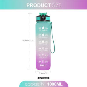 Botellas de agua motivacionales grandes de 32oz con marcador de tiempo y capacidad y pajita, a prueba de fugas, sin BPA y rampa de gradiente - Product Image 2