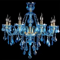 Nouveau design de lustre en cristal bleu pour les bars décoratifs européens, les halls d'accueil et les chambres d'hôtes, importé