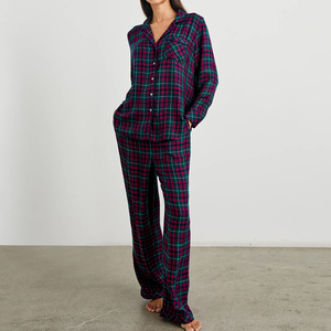 Ensemble <span class=keywords><strong>pyjama</strong></span> en <span class=keywords><strong>flanelle</strong></span> à manches longues, chemise de nuit boutonnée et <span class=keywords><strong>pantalon</strong></span> rayé, <span class=keywords><strong>pyjama</strong></span> deux pièces pour <span class=keywords><strong>femme</strong></span>, ensemble de vêtements de détente personnalisés pour <span class=keywords><strong>femme</strong></span> - Product Image 3