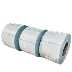 Rouleau de papier pour étiquette thermique adhésive bleue personnalisée en usine 60x30mm, rouleau de papier pour étiquette d'expédition thermique vierge 60x30mm - Product Image 1