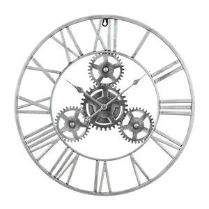 60CM İskandinav benzersiz gümüş Metal basit sanat dişli tasarım ucuz büyük lüks Modern ev dekoratif saat duvar saati