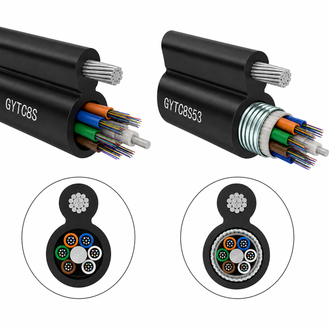 12 24 48 72 Core Figure 8 Armored Fiber Cable Self Supporting Optical Cable for Telecom Network