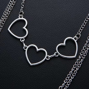 Heart Shape Metal Waist <b>Chain</b> Silver Color Hip Hop Style Daily Wear Fashion Body <b>Chain</b> Single Lap Design Tibetan Silver Material - Product Image 3