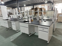 Table d'appoint de laboratoire à cadre en C entièrement en acier de style industriel pour salle de chimie médicale