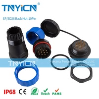 Dernière vente chaude IP68 fileté en plastique montage sur panneau SD28 écrou arrière M28 10P mâle femelle prise d'alimentation circulaire connecteur étanche