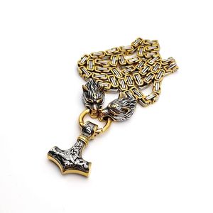 Collier pendentif marteau Thor en acier inoxydable pour homme Style vintage <span class=keywords><strong>Mythologie</strong></span> <span class=keywords><strong>celtique</strong></span> Géométrique Tête de loup Norse Viking Anniversaire - Product Image 1