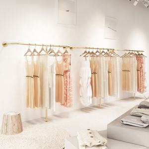 Perchero de Pared para Ropa de Mujer <span class=keywords><strong>y</strong></span> Niños, Exhibición de Metal Dorado para Tienda, Estantes Especiales para Colgar en la Pared - Product Image 2