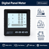 Multimeter Digital Tiga Fasa Kelas 0.5 Akurasi Tinggi 4-Digit Panel Mount Komunikasi RS485 Modbus RTU Layar LCD untuk Switchboard