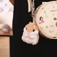 Porte-clés en peluche hamster, adorable pendentif poupée dodue avec rembourrage en coton PP pour sac d'école, accessoires et cadeau pour filles